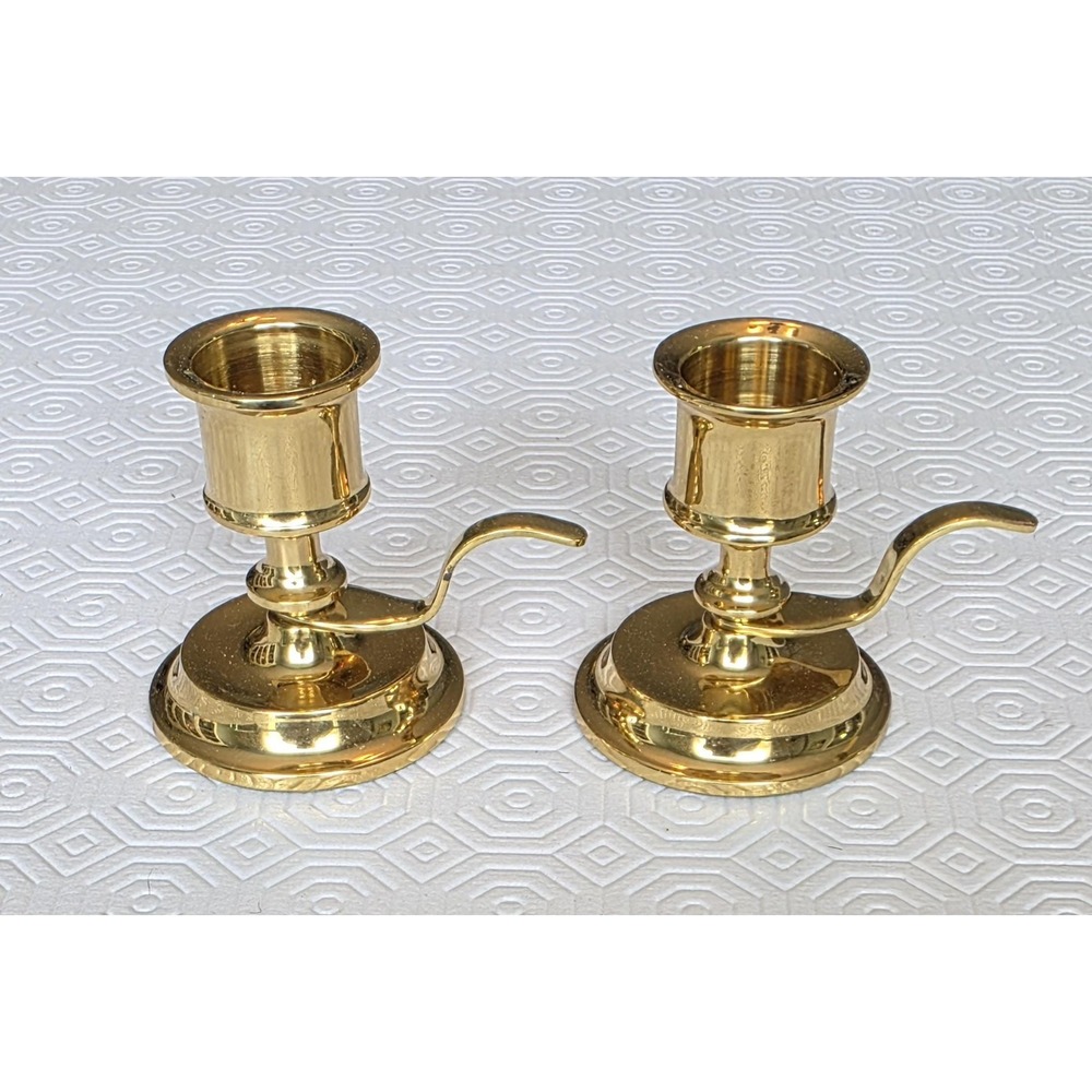 Vintage 90s PartyLite Solid Brass Chamberstick Candle Holders
